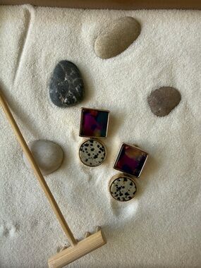 Gold-Tone Multicolor & Dalmatian Jasper Drop Earrings